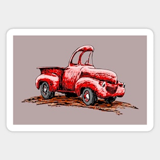 Red Classic Truck Cartoon Magnet